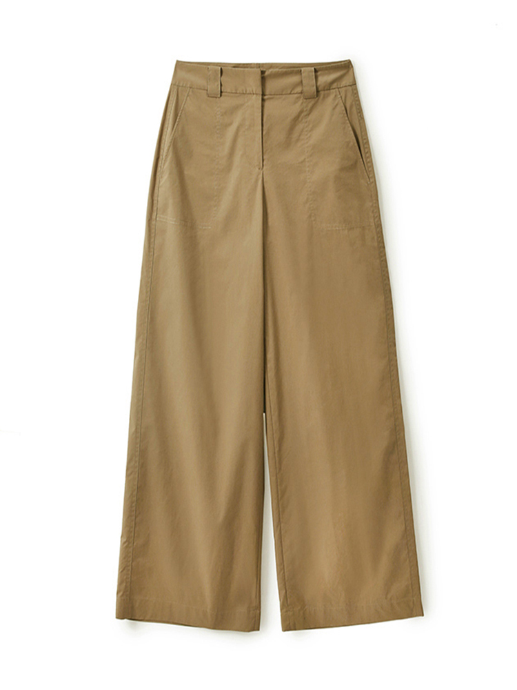 Rongmei (KZ0505805) Japanese material spring and summer new cotton polyester poplin overalls wide-leg pants casual pants