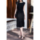 Rongmei QZ0820532 Japanese ice silk_hang_slim heavy industry waist rope temperament shoulder pad sleeveless dress