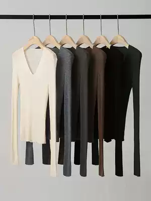 Explosive 120s wool OTWreg technology Classic U-collar V-collar wear thin short-sleeved long-sleeved knitted sweater