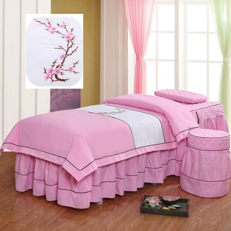 Fresh tròn mùa hè hoa bốn bộ khăn trải giường gia đình bốn massage giường ngủ trị liệu sắc đẹp có thể được tùy chỉnh ba - Trang bị tấm ga giường spa đẹp