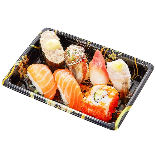 № 5 Sushi Box Packing Box Ondosable Sashimi Printed упаковочная коробка вынос Business Belt Cover 400 Set 5