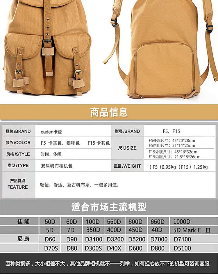 Caden Carden F5 Canvas Túi máy ảnh DSLR Đa chức năng Túi đeo vai kỹ thuật số chuyên nghiệp Túi đeo chéo - Phụ kiện máy ảnh kỹ thuật số balo vanguard