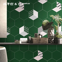 New Nordic retro dark green hexagonal tiles bathroom wall tiles kitchen floor tiles pink hexagonal tiles