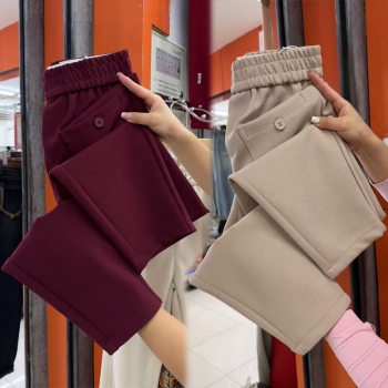 High-waisted slim cotton casual pants for women in autumn new loose and versatile small feet harem pants slim and fashionable straight pants High-waisted slim cotton casual pants for women in autumn new loose and versatile small feet harem pants slim and fashionable straight pants