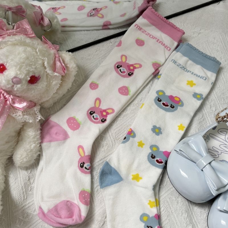 Mp Pink Spring and Autumn Style Girls' Socks, Women's Mid-Calf Pure Cotton Socks, Cute Slouch Socks, Lolita Socks, Japanese Style
