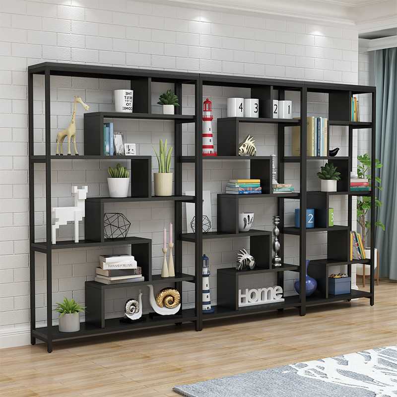 Simple steel wood bookshelf partition shelving multilayer storage shelving shelf Living room frame Shelf Stand Combo Bookcase