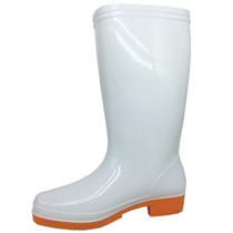 Three Resistant Women Food Boots White High Cylinder Rain Boots Rain Boots Rain Protection Anti-Wear Bull Fascia Bottom Water Shoes Car Wash Kitchen