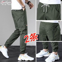 High-end cotton casual pants mens summer thin fashion brand loose tooling 2021 new trend Haren pants