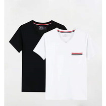 Horse cotton) 60 long suede cotton lovers with trendy short sleeve round collar V collar ice cotton T-shirt male and female fashion 100 hitch