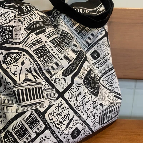 Британская библиотека лондонская карта иллюстрация Canvas Bag Британская библиотека импортная сумка для плеча