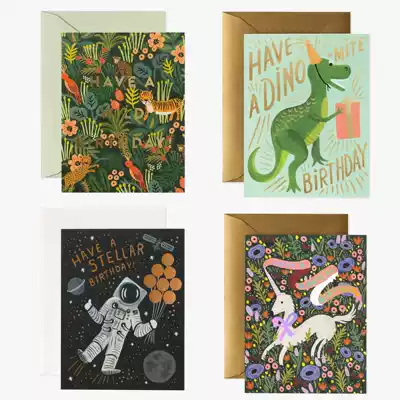 US imported birthday card Rifle Paper retro creative illustration greeting card blessing girl gift