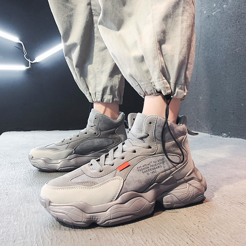 Spring Korean version trendy men's shoes 100 hitch sports casual high cylinder board shoes male port wind hip hop inn daddy tide shoes