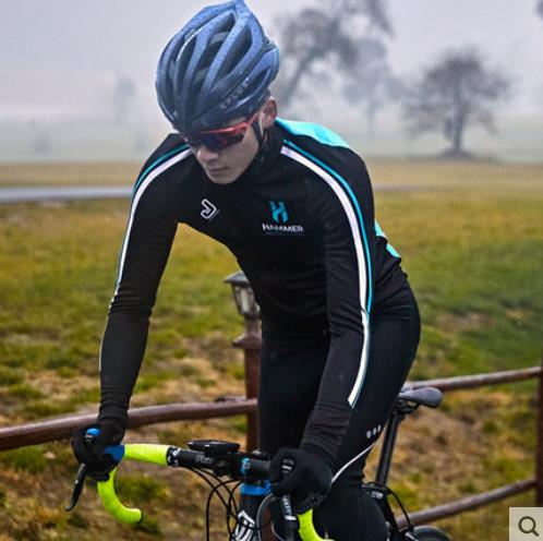 Jieku cycling clothing autumn and winter fleece long-sleeved cycling clothing men's warm breathable quick-drying hammer series