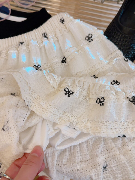Girls' Bow Lace Cake Skirt Summer New Style Kidsren's Fashionable and Versatile Baby Short Skirt A-Line Skirt — 3