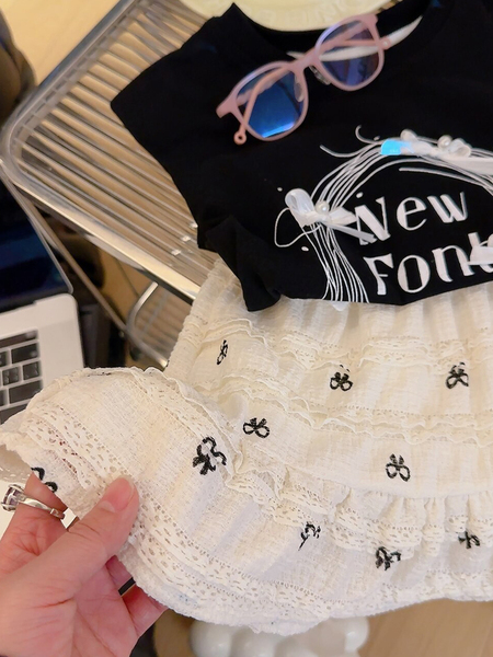 Girls' Bow Lace Cake Skirt Summer New Style Kidsren's Fashionable and Versatile Baby Short Skirt A-Line Skirt — 5