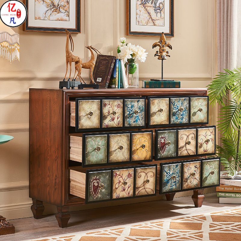 American solid wood drawer chest of drawers painted storage economical frame design locker modern shoe cabinet