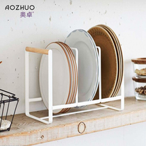 Japanese Wrought iron tableware dishes dishes drain storage rack Finishing simple kitchen plates Dinner plates three-grid storage rack