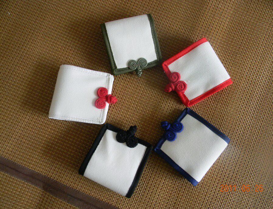 素色空白手绘钱包纯色白黑色帆布手工包多功能手拿手机包拉链