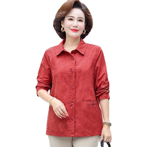 Middle aged spring and autumn casual thin style short jacket woman new middle aged mother clothing foreign air shirt plus mast code blouse