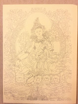 Twenty-one mother Thangka painted Guanyin green mother decoration Tibetan Tantric Buddha line draft professional painting paper