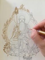 Ground Hide King Bodhisattva Portrait Painted sketching Decompression Still-heart Line Manuscript Professional Painting Paper Hand Drawing