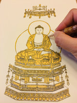 Thangka painting gold Shakyamuni Buddha statue painted gold portrait drawing draft DIY Thangka thickened photo paper portrait