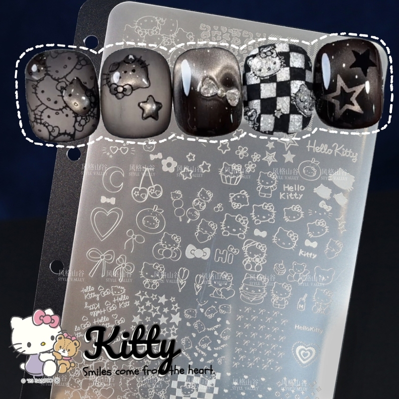 Style Valley Black Kitty Cat Nail Art Transfer Plate Floral Butterfly Christmas Snowflake Printing Plate