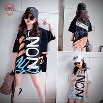 Fried Street Childrens Dress Woman Short Sleeve Large Child Loose Tide Summer Clothing T-shirt In the Long Ocean Gas T-Shirt 2022 New Blouses