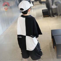 Boy half-sleeve 2022 Fire bursting new T-shirt Chaos Children short sleeves Turning Polo Shirts Pure Cotton Korean Version Fairytale Fried Street T