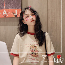 2021 New French half-sleeve jacket design sense short Harajuku style short sleeve t-shirt women tide ins summer