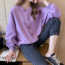 2021 new spring and autumn thin Japanese ancient Taro purple coat European and American ins fried street sweater womens tide