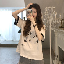 Spring and summer 2021 New Girl playful chic jacket niche design sense Harajuku style short sleeve t-shirt womens clothing