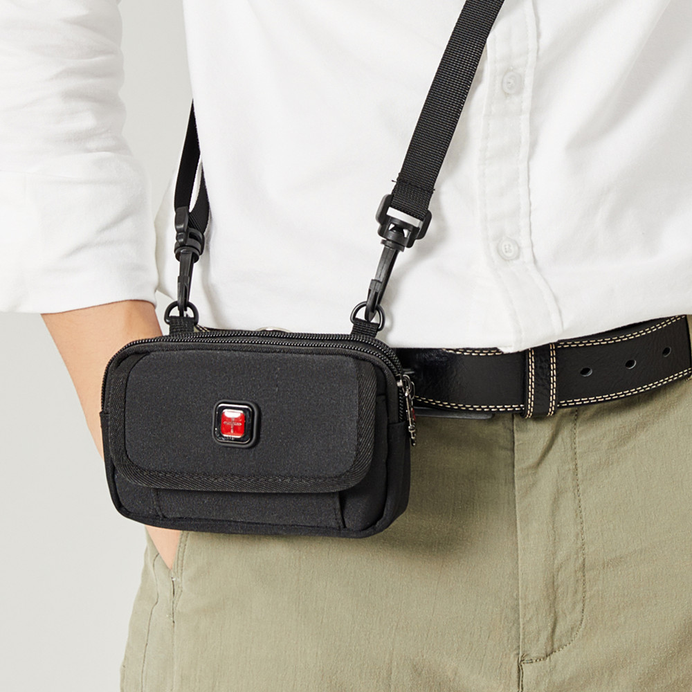 Swiss Army Knife Mini-Pocket Men's Canvas Mobile Phone Bag Skew Satchel Zero Wallet Cross Section 6 5 Inch Leather Strap Hanging Bag