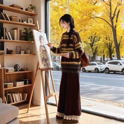 Пуховик, трикотажный свитер для отдыха, штаны, комплект, большой размер