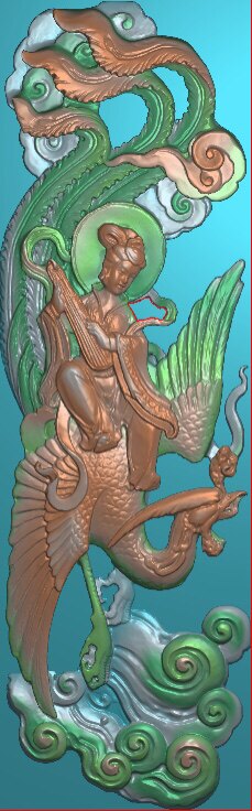 Finely carved map scan map grayscale map new dragon whistling phoenix flute ancient temples relief map effect