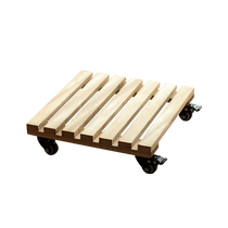 Square wooden flowerpot tray with wheel brake wheel universal wheel ash solid wood green plant mobile flowerpot base