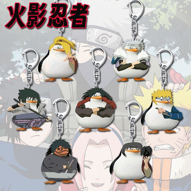 Naruto Penguin Avatar Game Peripheral Keychain Funny Yellow Monkey Green Water White Mask New Backpack Pendant