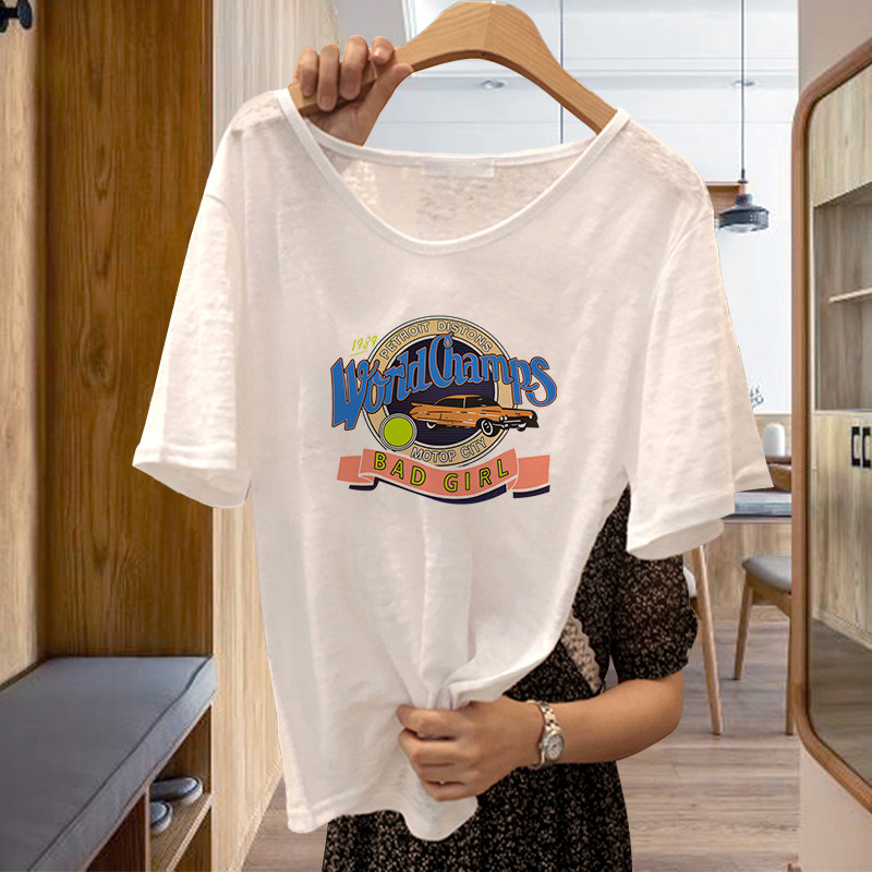 Brand Women's Clothing Special Cabinet Withdrawal Cabinet Clear Cabin 2021 Summer Loose Large Version White Bamboo Festival Cotton T-shirt Woman Short Sleeve Blouse