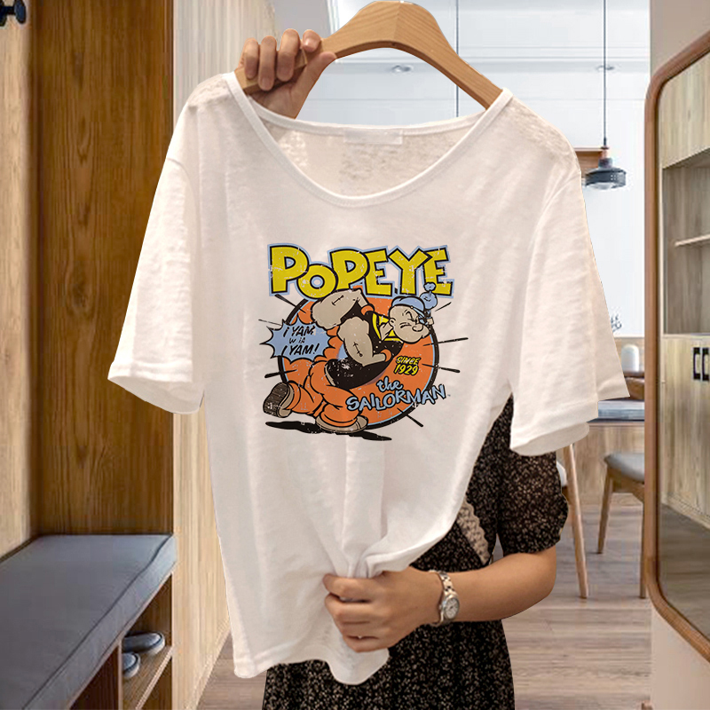 Brand Discount Women's Clothing Special Cabinet Withdrawal Cabinet Clear Cabin Summer Easy big version Bamboo Festival cotton printed T-shirt female short sleeve blouse