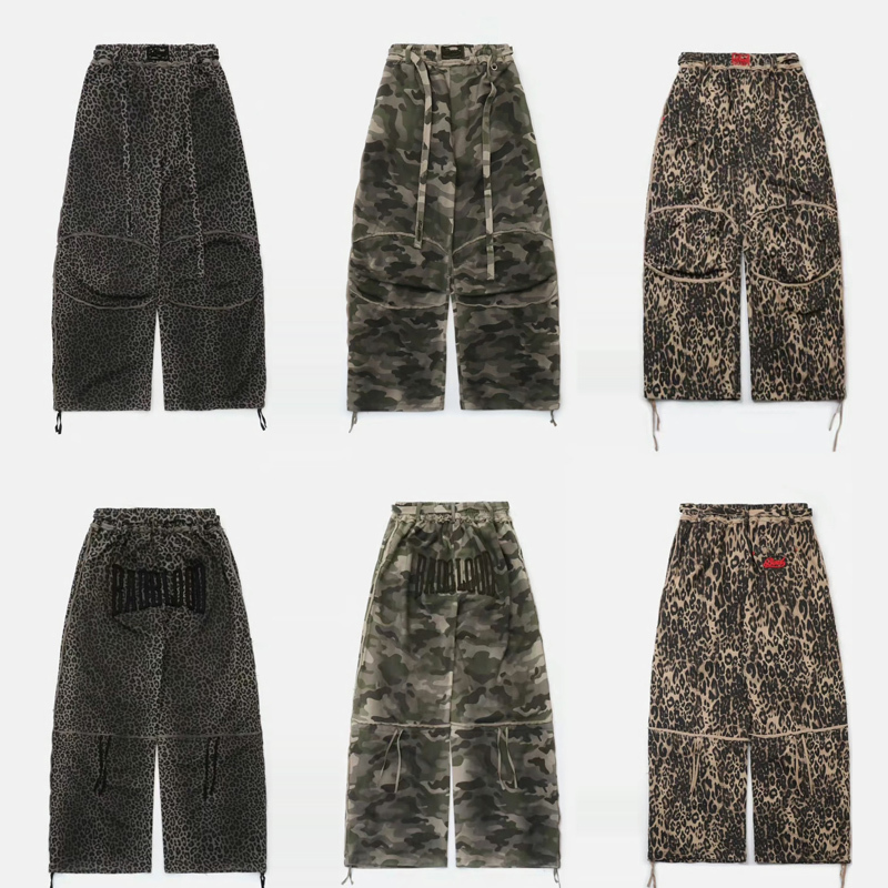Badblood American Retro Camouflage Leopard Print Sports Pants Unisex Loose Wide-Leg Hip-Hop Street Dance Casual Pants Trendy