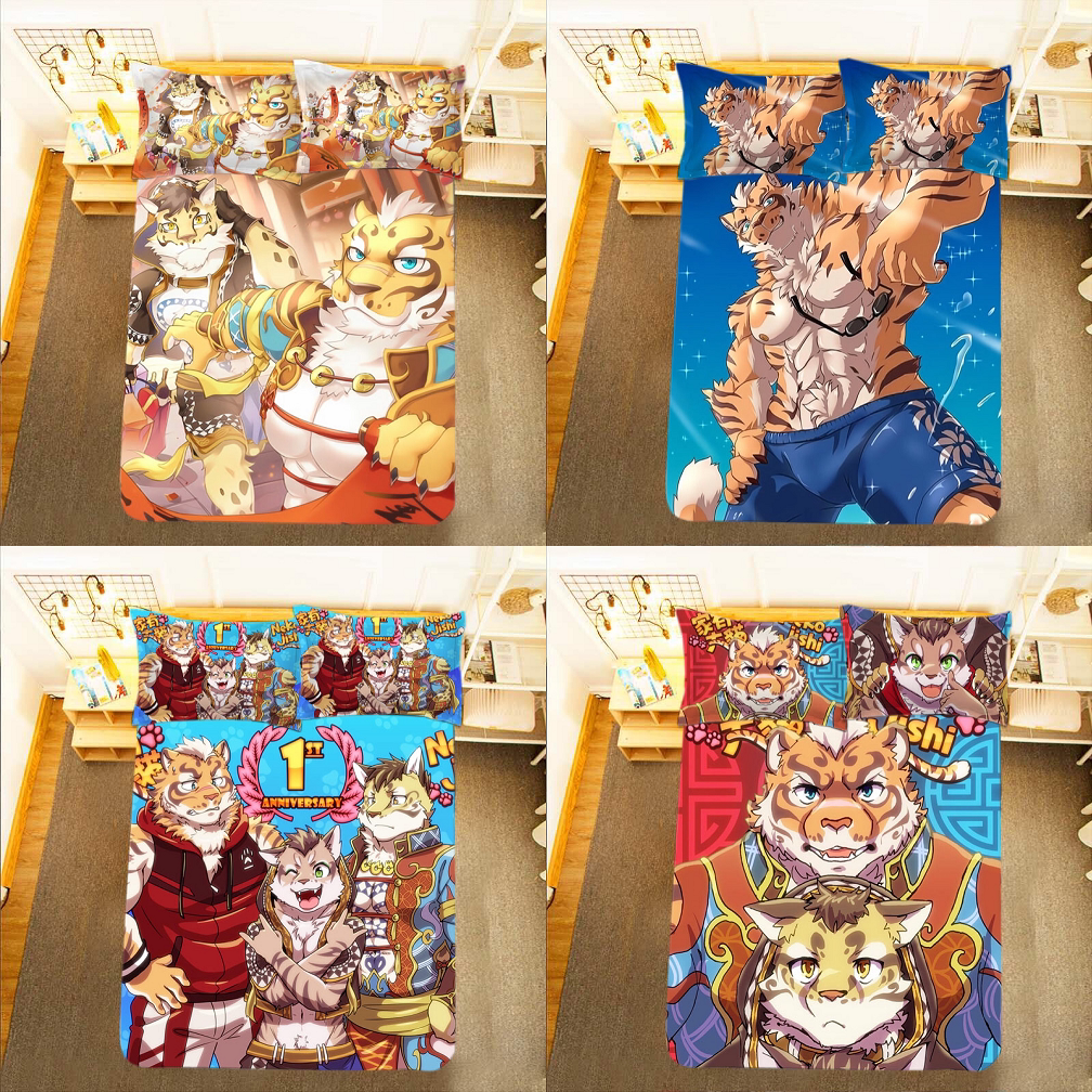 DIY home with large cat perimeter fürry beast bed linen covered with tiger master clouded leopard stone tiger student single dorm bed by single