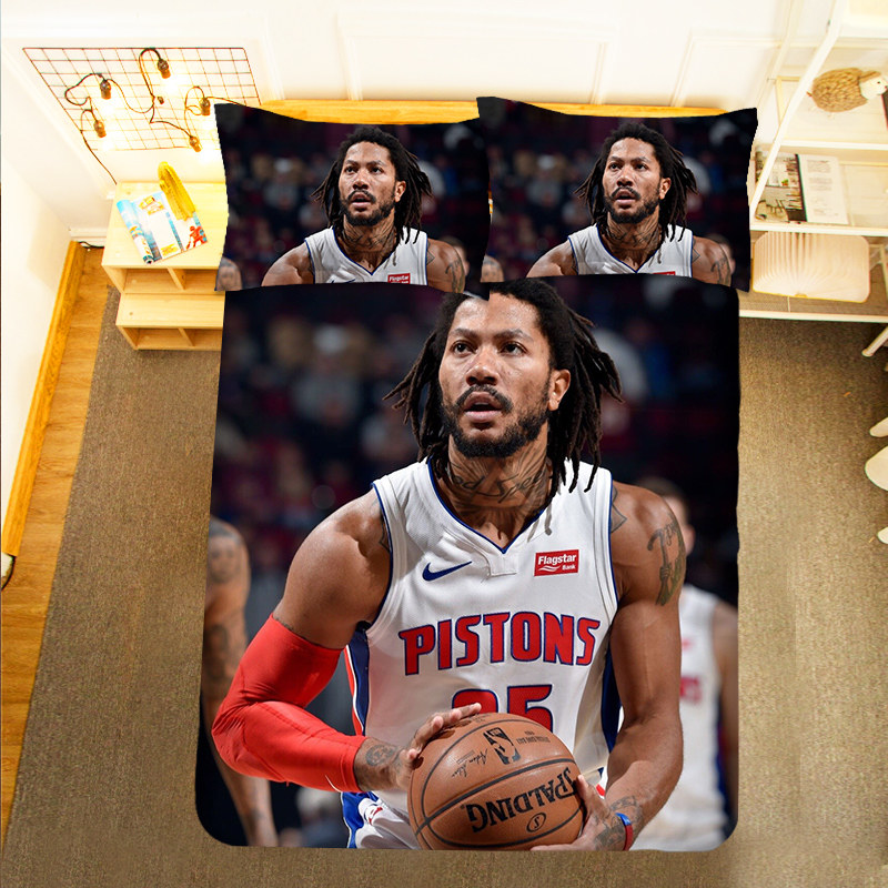 Windy City Rose Derek Rose Bed Sheet Quilt Cover Student Single Dormitory Basketball Themed Three-Piece Set
