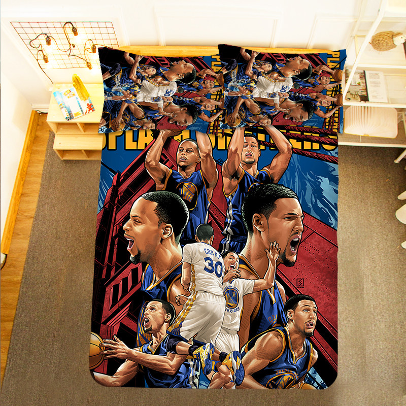 Come and customize the basketball theme Perimeter Warriors Stephen Curry Bedsheets cover four sets of student beds Three sets