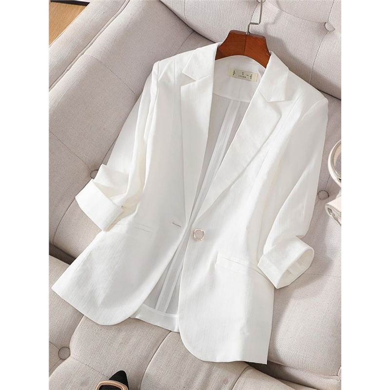Women's Short Blazer with Three-Quarter Sleeves, 2026 Spring/Summer New Style, Casual, Slimming, Petite, Fitted, Thin Suit Jacket Women's Short Blazer with Three-Quarter Sleeves, 2026 Spring/Summer New Style, Casual, Slimming, Petite, Fitted, Thin Suit Jacket