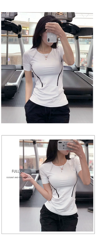 纹 Áo thun nữ tay ngắn nhanh khô thoáng khí mùa hè chạy bộ thể dục yoga co giãn Nửa tay áo bó sát áo tanktop nam khoét nách sâu