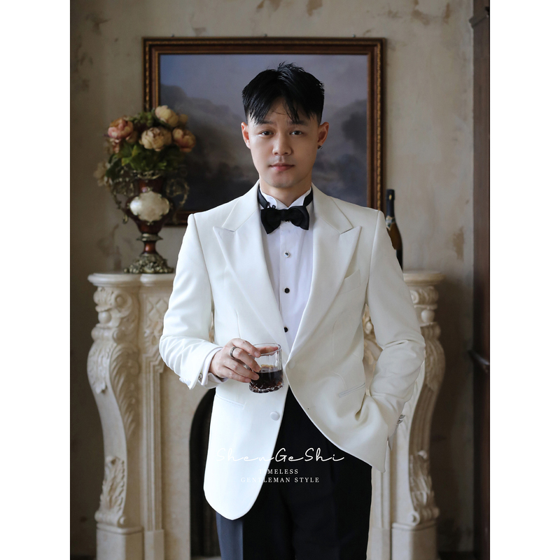 Notched Lapel Tuxedo British Gentleman Groom Wedding Suit British Banquet Stage Wedding Slim Fit Suit Jacket Notched Lapel Tuxedo British Gentleman Groom Wedding Suit British Banquet Stage Wedding Slim Fit Suit Jacket