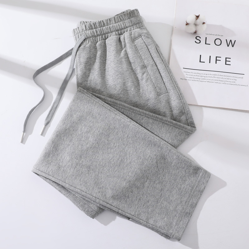 Gray Sweatpants for Women, Summer Thin Straight-Leg Pants, Women's Plus-Size Casual Long Pants, Spring and Autumn Loose Drawstring Sports Pants Gray Sweatpants for Women, Summer Thin Straight-Leg Pants, Women's Plus-Size Casual Long Pants, Spring and Autumn Loose Drawstring Sports Pants
