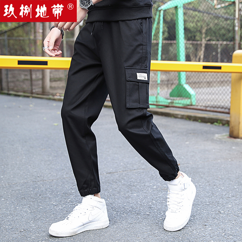 玖捌地带2019春夏韩版男士休闲裤青少年帅气迷彩工装裤男运动裤潮