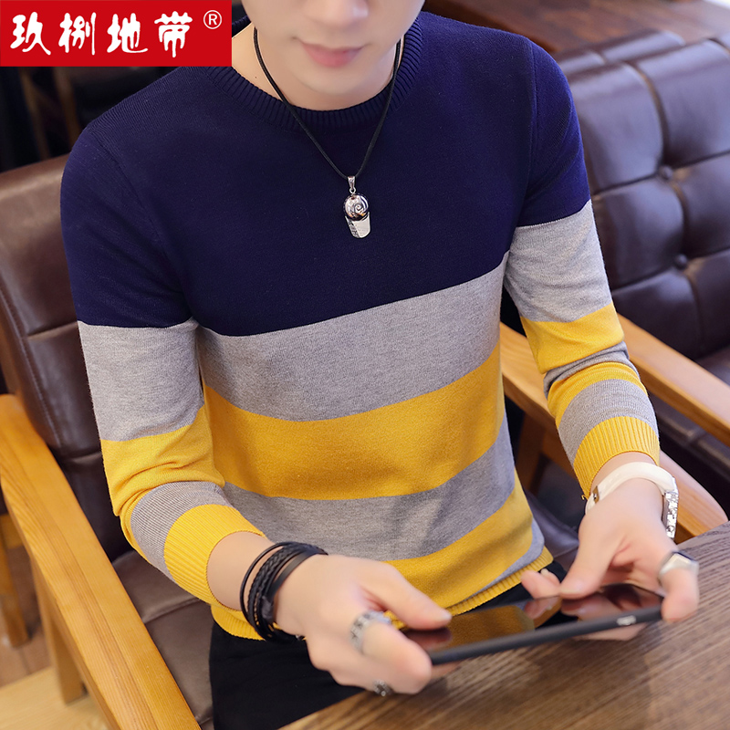 玖捌地带2019秋冬韩版男士休闲男装毛衣外套青少年百搭帅气毛衫潮