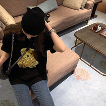 Vicxx produced We11done embroidery three-dimensional bear Welldone Korean version of loose Tide brand round neck short sleeve t-shirt